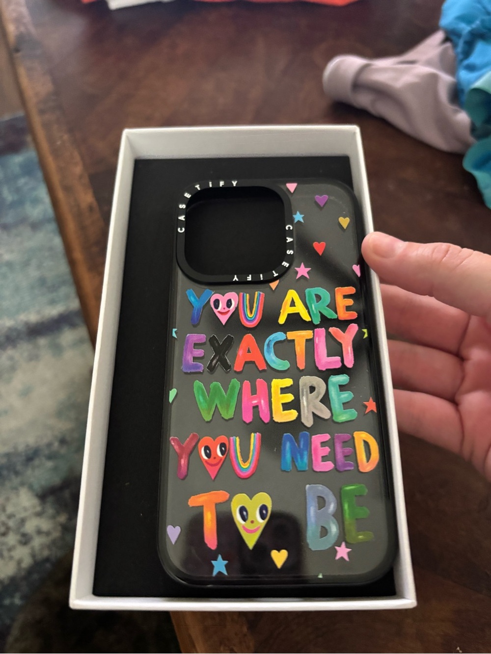 Casetify IPhone 15 PRO Black Phone Case with Multicolor Positive Lettering